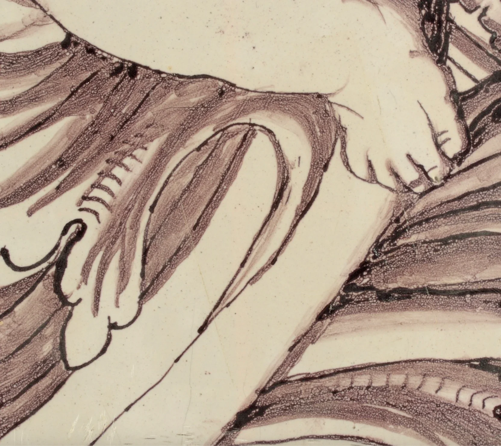 Sepia drawing of drapery folds